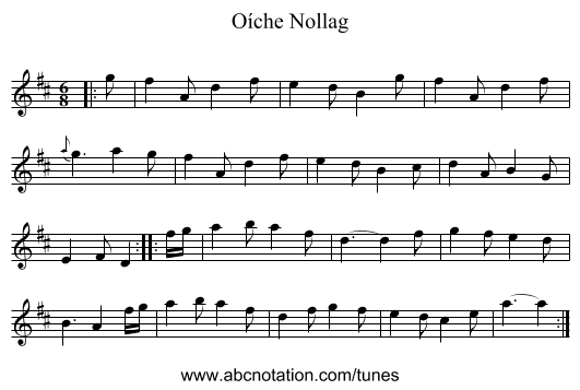 Oíche Nollag - staff notation