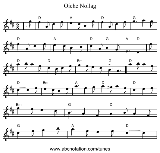Oíche Nollag - staff notation