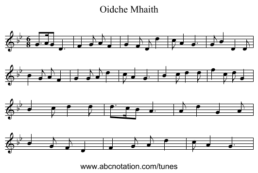 Oidche Mhaith - staff notation