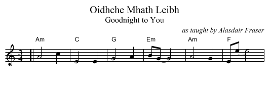 Oidhche Mhath Leibh - staff notation