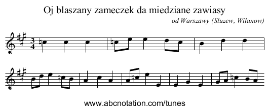 Oj blaszany zameczek da miedziane zawiasy - staff notation