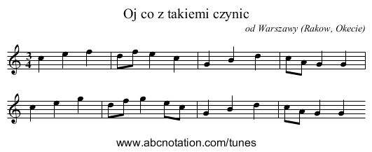 Oj co z takiemi czynic - staff notation