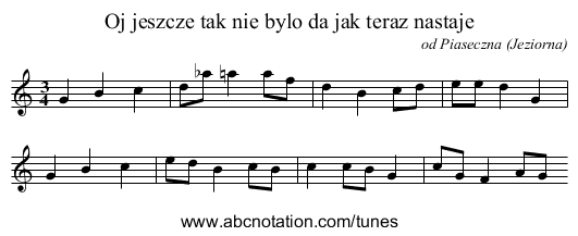 Oj jeszcze tak nie bylo da jak teraz nastaje - staff notation