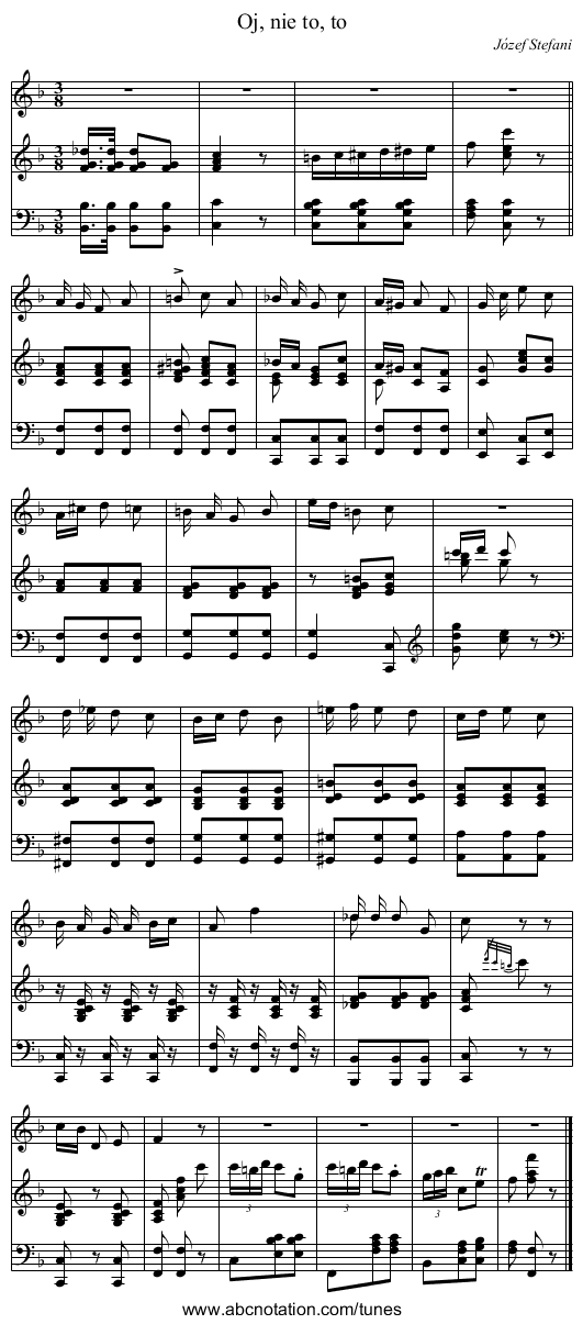 Oj, nie to, to - staff notation