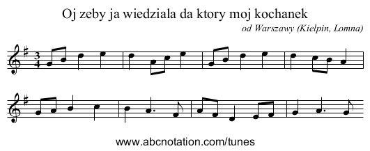 Oj zeby ja wiedziala da ktory moj kochanek - staff notation