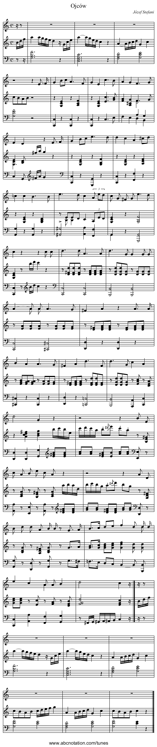 Ojców - staff notation