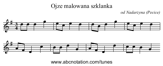 Ojze malowana szklanka - staff notation