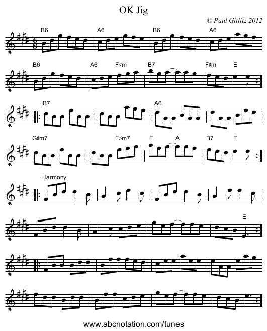 OK Jig - staff notation