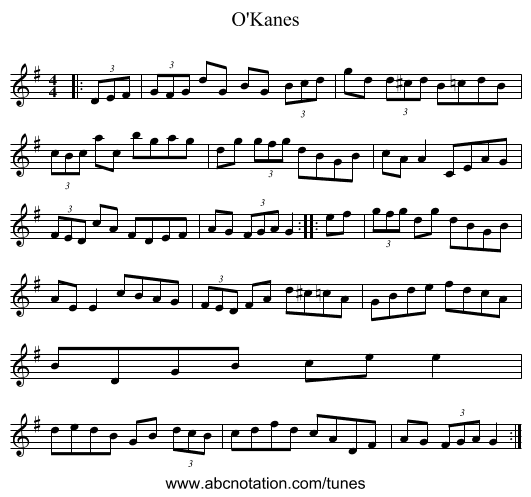 O'Kanes - staff notation