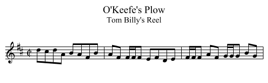 O'Keefe's Plow - staff notation