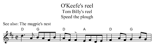 O'Keefe's reel - staff notation