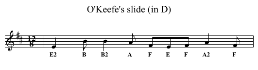 O'Keefe's slide (in D) - staff notation