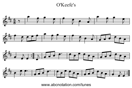 O'Keefe's - staff notation