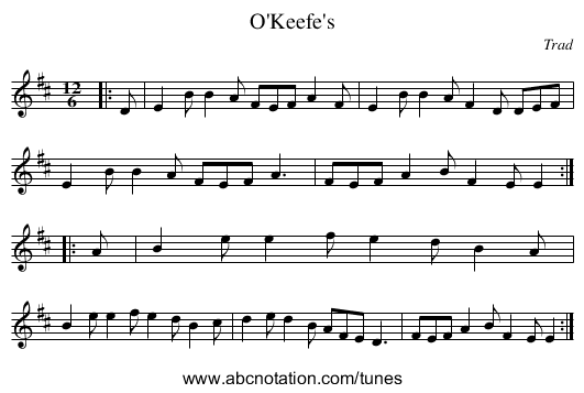 O'Keefe's - staff notation