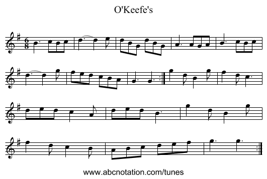O'Keefe's - staff notation