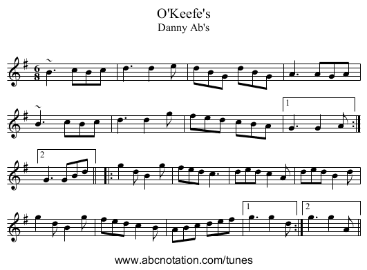 O'Keefe's - staff notation