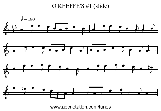 O'KEEFFE'S #1 (slide) - staff notation