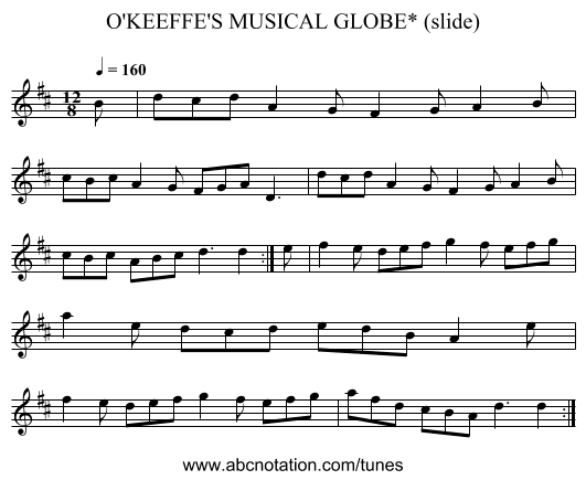 O'KEEFFE'S MUSICAL GLOBE* (slide) - staff notation