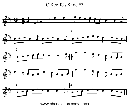 O'Keeffe's Slide #3 - staff notation
