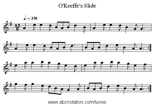 O'Keeffe's Slide - staff notation