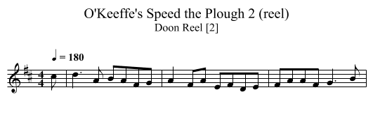 O'Keeffe's Speed the Plough 2 (reel) - staff notation