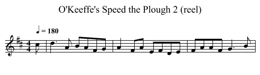 O'Keeffe's Speed the Plough 2 (reel) - staff notation
