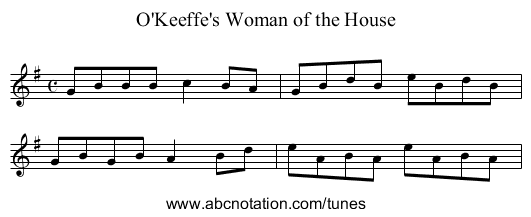 O'Keeffe's Woman of the House - staff notation