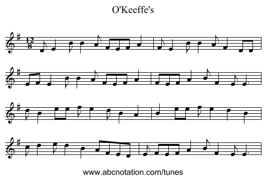 O'Keeffe's - staff notation