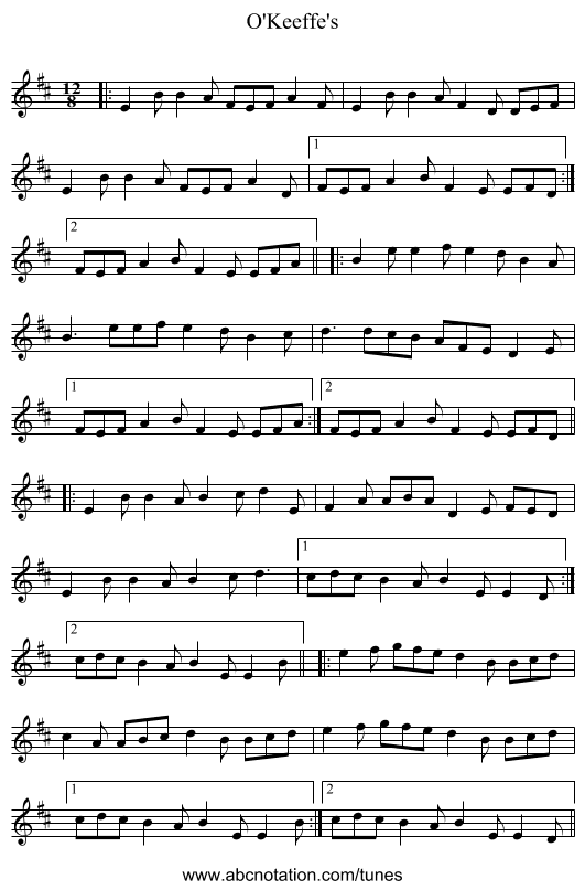 O'Keeffe's - staff notation