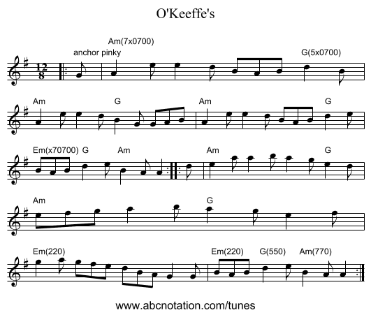 O'Keeffe's - staff notation