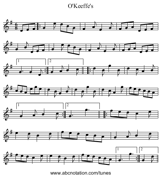O'Keeffe's - staff notation