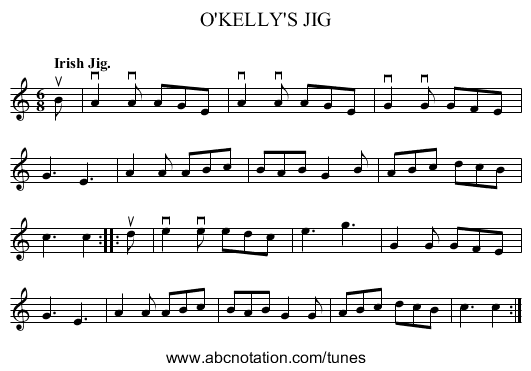 O'KELLY'S JIG - staff notation
