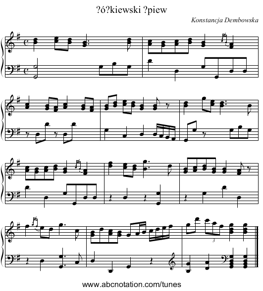 ?ó?kiewski ?piew - staff notation