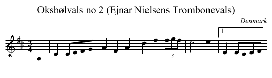 Oksbølvals no 2 (Ejnar Nielsens Trombonevals) - staff notation