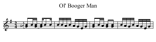 Ol' Booger Man - staff notation