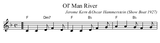 Ol' Man River - staff notation