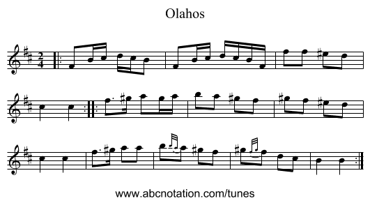 Olahos - staff notation