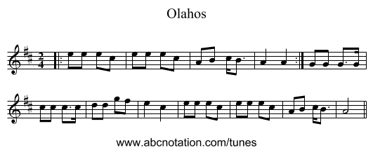 Olahos - staff notation