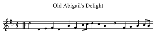 Old Abigail's Delight - staff notation
