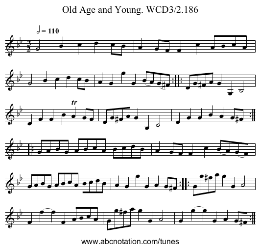 Old Age and Young. WCD3/2.186 - staff notation