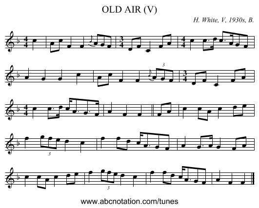OLD AIR (V) - staff notation