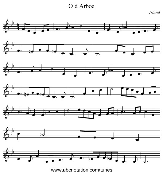 Old Arboe - staff notation