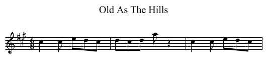 Old As The Hills - staff notation
