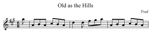 Old as the Hills - staff notation