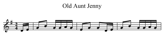 Old Aunt Jenny - staff notation