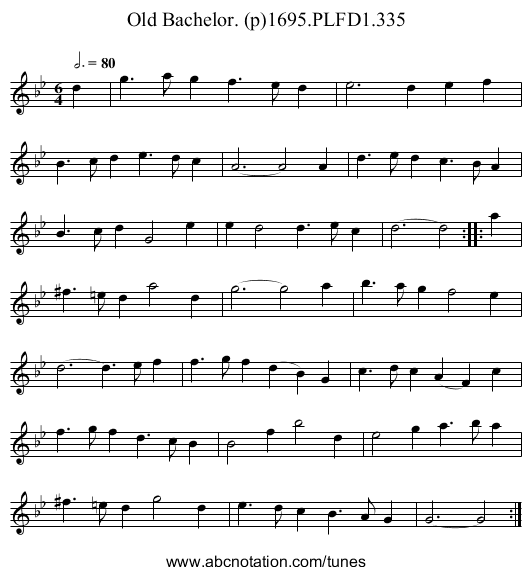 Old Bachelor. (p)1695.PLFD1.335 - staff notation