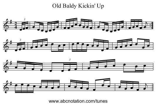 Old Baldy Kickin' Up - staff notation