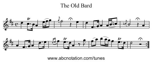 Old Bard, The - staff notation
