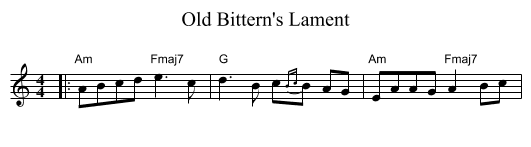 Old Bittern's Lament - staff notation