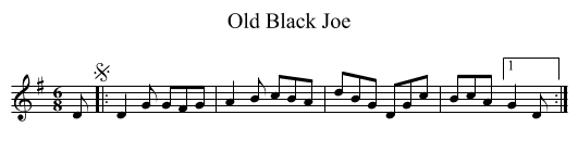Old Black Joe - staff notation